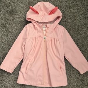 Cat & Jack 3T pink zip up bunny rain coat